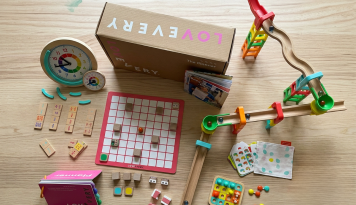 A toddler engaging with a Lovevery Play Kit